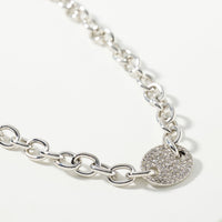 Chunky Rhinestone Oval Pendant Necklace