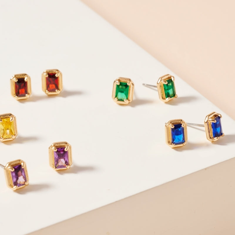 12 Assorted Birth Stone Stud Earrings