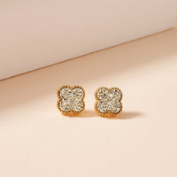 Clover Druzy Stone Stud Earrings