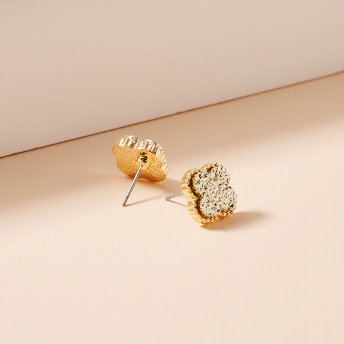 Clover Druzy Stone Stud Earrings