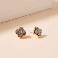 Clover Druzy Stone Stud Earrings