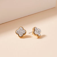 Clover Druzy Stone Stud Earrings