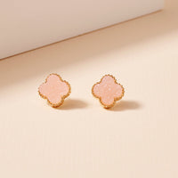 Clover Druzy Stone Stud Earrings