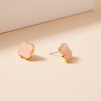 Clover Druzy Stone Stud Earrings