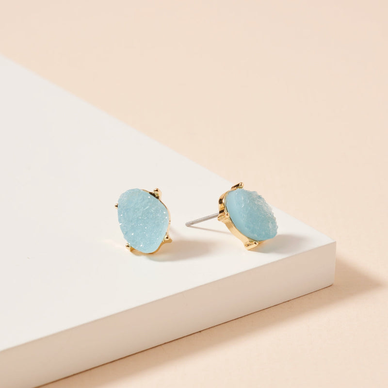 Organic Shaped Druzy Stone Stud Earrings