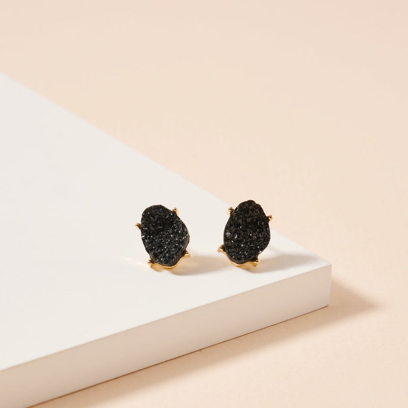 Organic Shaped Druzy Stone Stud Earrings