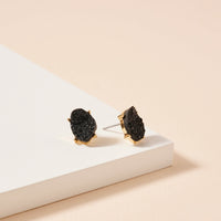 Organic Shaped Druzy Stone Stud Earrings