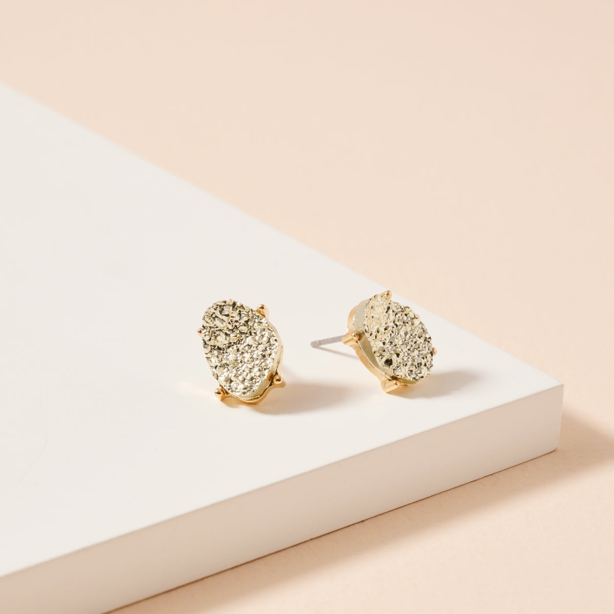 Organic Shaped Druzy Stone Stud Earrings