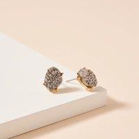 Organic Shaped Druzy Stone Stud Earrings