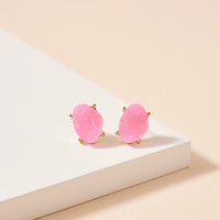 Organic Shaped Druzy Stone Stud Earrings