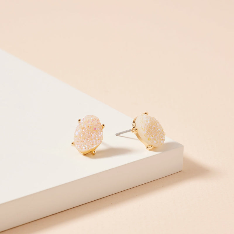 Organic Shaped Druzy Stone Stud Earrings