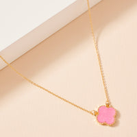 Clover Charm Druzy Stone Short Necklace