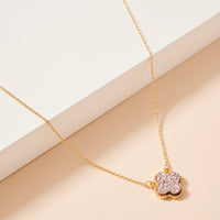 Clover Charm Druzy Stone Short Necklace