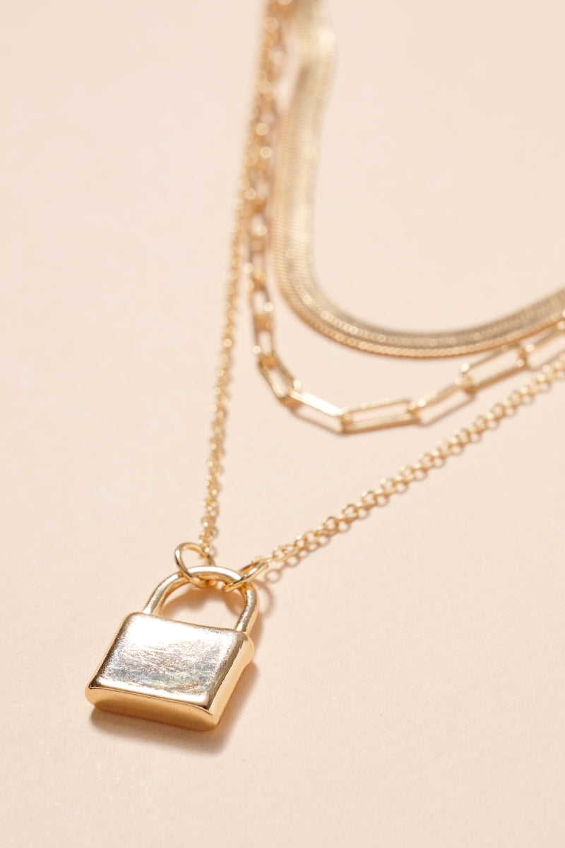 Lock Charm Layered Necklace