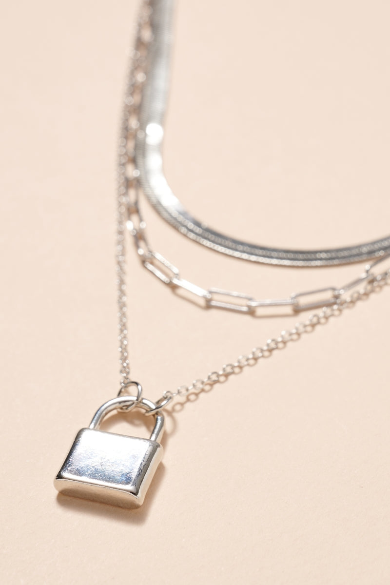 Lock Charm Layered Necklace