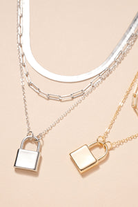 Lock Charm Layered Necklace